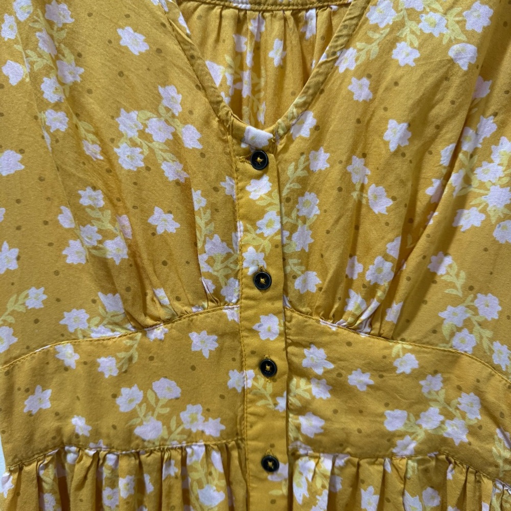 Billabong Twirl Twist Mini Dress Yellow Women's Teen Small Summer Button Front - Picture 10 of 15
